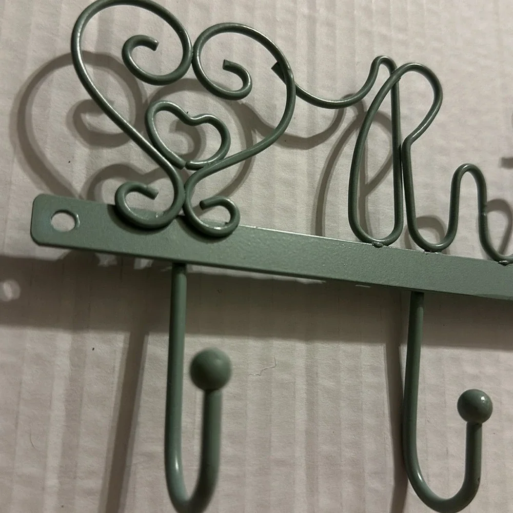 Parisian Home Pretty Things Metal Jewelry Holder Sage Green Wall Mount New